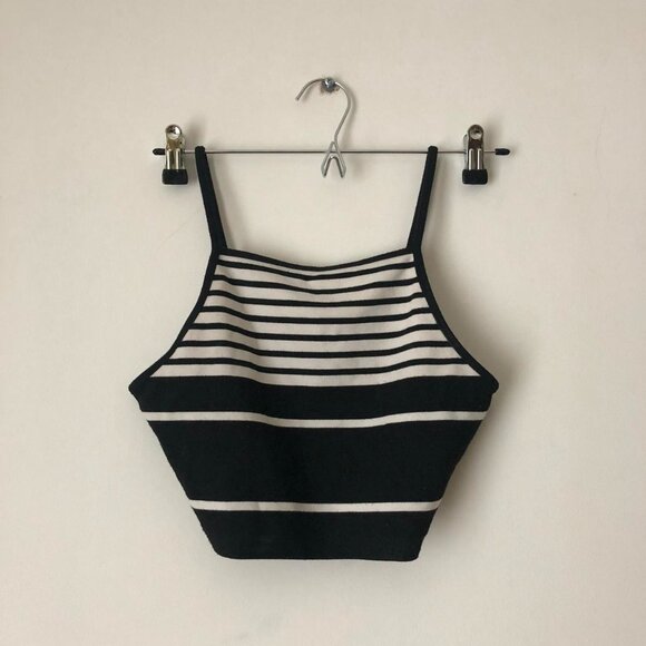 TOPSHOP Engineered Stripe Crop Top – US Size 6 - Picture 2 of 4
